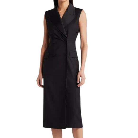 NWT Zoe And Claire Double Breasted Midi Dress Black Size Large - Picture 1 of 11